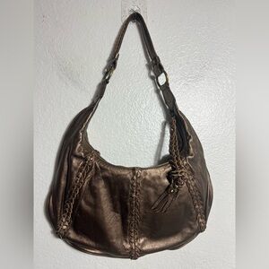 Inge Chic Metallic Leather Hobo Shoulder Bag
Bronze